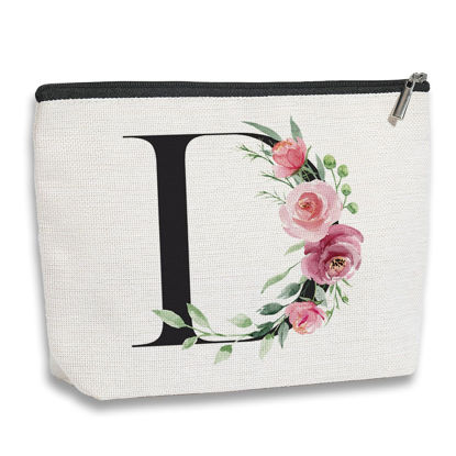 Picture of kdxpbpz Initial Makeup Bag, Personalized Gifts for Women, Bridesmaid Gifts, Birthday Gifts for Women Mom, Gifts for Best Friend, Bride Bridesmaid Cosmetic bag (Letter D)