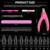 Picture of MORGLES Full Cover Coffin Nail Tips Set, 500 Pcs Clear Press On Nails, with Glue, Clipper, Files, Cuticle Pusher and Fork for Salons and Home DIY with Box