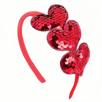 Picture of HIFANMM Valentines Day Heart Headband Red Sequins Hair Band,3 Glitter Love Hearts Hair Accessories for Women Girls Kids, Birthday New Year Wedding Party Costumes Headdress Decoration Hair Hoop 1 Pcs