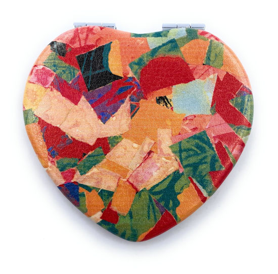 Picture of Aeisage Compact Mirror Heart Shape Pocket Mirror Floral Purse Mirror Small Travel Mirror Abstractive Art Print Meaningful Gift for Women