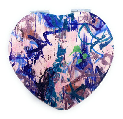 Picture of Aeisage Heart Mirror Compact Small Purse Mirror Blue Pocket Mirror Mini Size Travel Mirror for Girls Folding Mirror in Heart Shape Unique Gift for Her