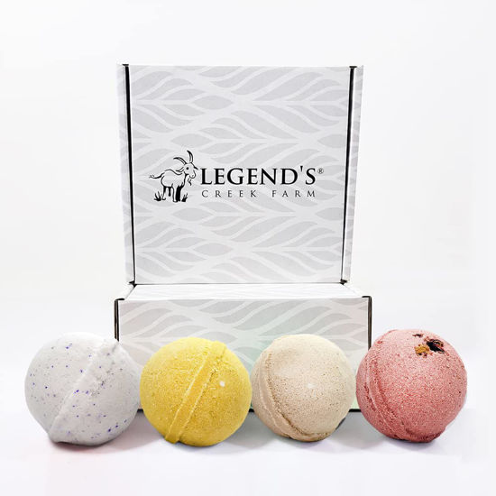 Picture of Legends Creek Farm, Goat Milk Botanical Bath Bomb Gift Set, Shea Butter & Sunflower Oil, Hydrate and Relax, 18 Oz Total (4-Pack) (Botanical)