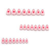 Picture of Pink Valentine's Day Press on Nails Cute Heart Fake Nails Short Almond Glossy Pink Color Glue on Nails Red Small Hearts Stick on Nails Valentines Acrylic False Nail Tips for Women DIY Manicure Decor