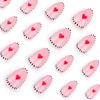 Picture of Pink Valentine's Day Press on Nails Cute Heart Fake Nails Short Almond Glossy Pink Color Glue on Nails Red Small Hearts Stick on Nails Valentines Acrylic False Nail Tips for Women DIY Manicure Decor