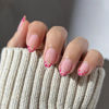 Picture of Pink Valentine’s Day Press on Nails Short Almond Fake Nails Glossy Pink False Nails Tips with Cute Heart Designs Acrylic Nails Press ons Valentine Glue on Nails Medium Almond Stick on Nails for Women