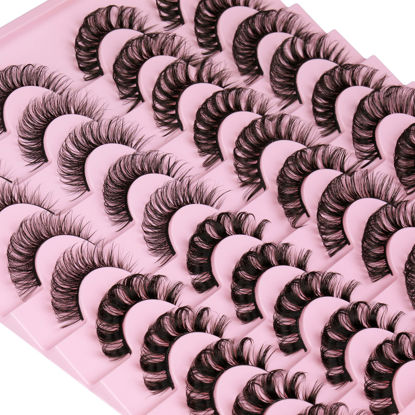 Picture of 20 Pairs Lashes Fluffy D Curl False Eyelashes Wispy Russian Lashes Strip 4 Styles Mixed Eyelashes Look Like Extensions by Focipeysa