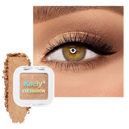 Picture of Kaely Pressed Single Eyeshadow Makeup, Golden Shimmer Highly Pigmented Monochrome Eye Shadow Palette, Waterproof Neutral Powde Mini Eyeshadow, sombras para ojos, Lightweight Blendable, 06