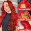 Picture of Red Lace Front Wigs Human Hair Pre Plucked 13x4 Body Wave Colored Red Human Hair Wig Hd Lace Frontal Wigs Human Hair 180% Density Glueless Wigs Human Hair 28 Inch