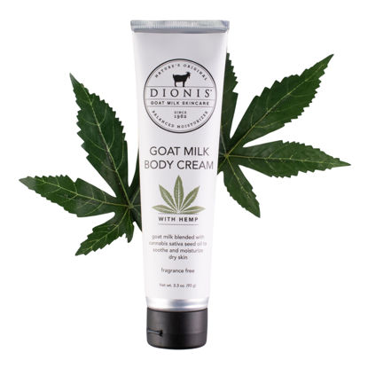 Picture of Dionis Goat Milk Skincare 3.3 oz Unscented Hemp Body Cream - Travel Size Hand Lotion For Hydrating & Moisturizing Dry Skin - Made In The USA - Cruelty Free & Paraben Free