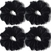 Picture of IVARYSS Extra Large Scrunchies for Women's Thick Hair, Premium Velvet Soft Jumbo Scrunchy, XL 6 inch Big Elastic Band Hair Accessories, 4 Pack, Black
