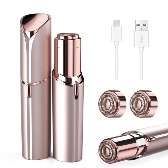 Picture of tuokiy Facial Hair Remover for Women, Face Shaver for Women's Lip, Chin, Peach Fuzz, 2 Replacement Heads and USB Rechargeable