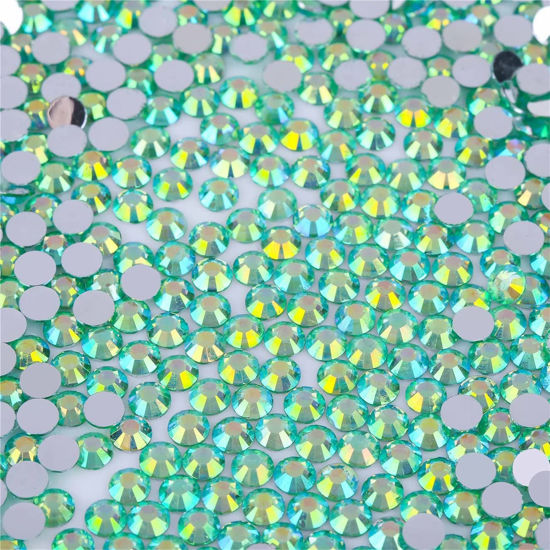 Picture of 1000 Pieces SS20 5mm Flatback AB Rhinestones Clear Glass Round Gems Crystals for Nail Art DIY Crafts Clothes Shoes Bags （Light Green）