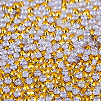 Picture of 500 Pieces SS30 6mm Flatback AB Rhinestones Clear Glass Round Gems Crystals for Nail Art DIY Crafts Clothes Shoes Bags （Gold）