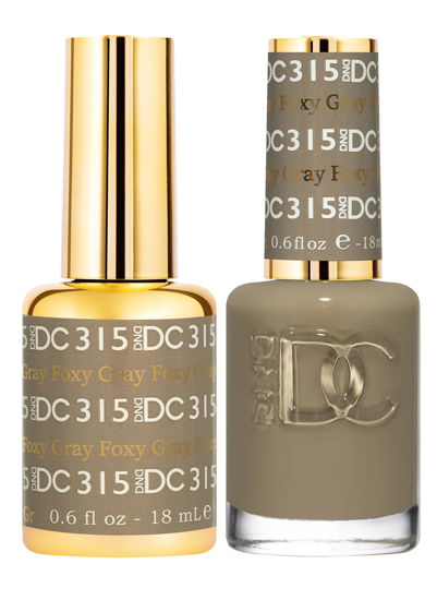 Picture of DND DC Gel Polish Set, Grey Collection, UV/LED Gel Polish and Air Dry Nail Lacquer, Matching Chip-Free Polish Duo, 315 Foxy Gray, 0.5 Fl Oz