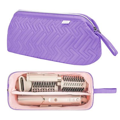 Picture of Leudes Hair Tools Travel Bag for Shark Flexstyle Carrying Case Portable Shark Hair Air Wrap Dryer Case Waterproof Dustproof Flat Curling Iron Travel Organizer (Purple)
