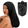 Picture of Fittia Long XL Silk Satin Bonnet for Braids, Dreadlocks for Curly Hair Sleeping, Large Silk Sleep Cap for Black Women Men Frizzy Hair