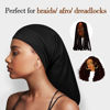 Picture of Fittia Long XL Silk Satin Bonnet for Braids, Dreadlocks for Curly Hair Sleeping, Large Silk Sleep Cap for Black Women Men Frizzy Hair