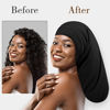 Picture of Fittia Long XL Silk Satin Bonnet for Braids, Dreadlocks for Curly Hair Sleeping, Large Silk Sleep Cap for Black Women Men Frizzy Hair