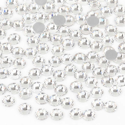 Picture of beadsland Flat Back Crystal Rhinestones Round Gems for Nail Art and Craft Glue Fix, Crystal, 10mm, SS50/144pcs