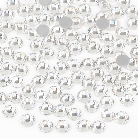 Picture of beadsland Flat Back Crystal Rhinestones Round Gems for Nail Art and Craft Glue Fix, Crystal, 10mm, SS50/144pcs