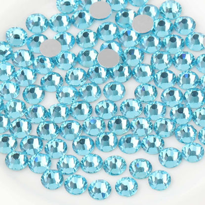 Picture of Beadsland 144pcs Flat Back Crystal Rhinestones Round Gems for Nail Art and Craft Glue Fix, Aquamarine, SS40, 8.4-8.7mm