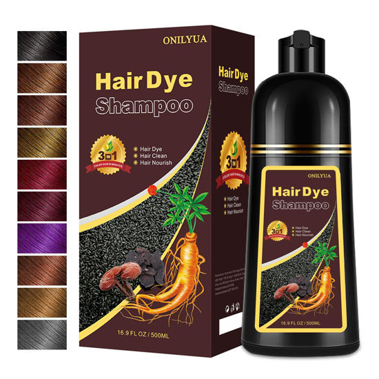 Picture of Dark Wine Red Hair Dye, Hair Dye Shampoo, Hair Color Shampoo for Men and Women, 3 in 1 Hair Dye Shampoo 16.9 Floz, Safe and Natural Shampoo Para Canas (Dark Wine Red)