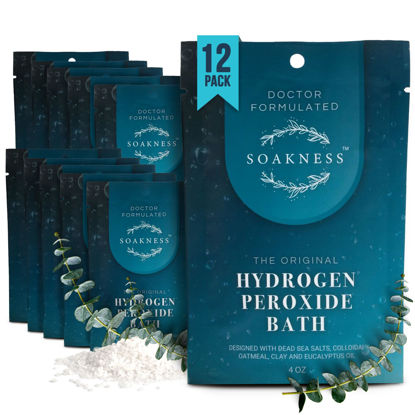 Picture of Hydrogen Peroxide Epsom Bath Salts - Soaking Aid, Energize, Detox, Cleanse, and Relaxation (12) Pack