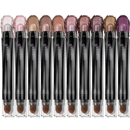 Picture of LUXAZA PRO 10PCS Eyeshadow Stick,Shimmer And Matte Brown Metallic Cream Eyeshadow Pencil Crayon with Smudge-proof & Waterproof,Eye Brightener Stick - B, Cocoa Crush
