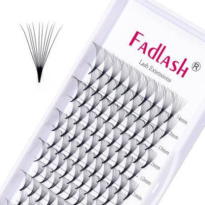 Picture of Premade Fans Eyelash Extensions 10D Lash Extensions Premade Fans 0.05 0.07 Thickness Pre Fanned Volume Lash Extensions C D Curl by FADLASH (10D-0.07-D, Mix 8-14mm)