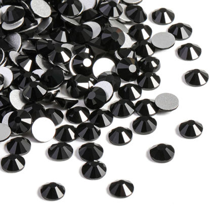 Picture of Beadsland 2880pcs Flat Back Crystal Rhinestones Round Gems for Nail Art and Craft Glue Fix,Black,SS20,4.6-4.8mm