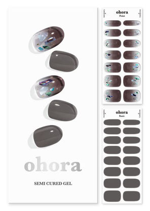 Picture of ohora Semi Cured Gel Nail Strips (N Pottery) - Dark, Ombre, Works with Any UV/LED Nail Lamps, Salon-Quality, Long Lasting, Easy to Apply & Remove - Includes 2 Prep Pads, Nail File & Wooden Stick
