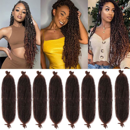 Picture of 30 Inch Long Pre-Separated Springy Afro Twist Hair 8 Packs Spring Twist Hair For Distressed Soft Locs Natural Black Marley Twist Braiding Hair Synthetic Hair Extension For Women (8 Strands/Pack,T30#)