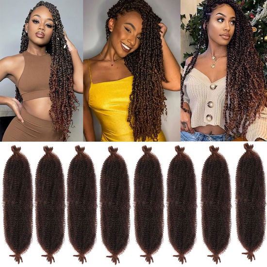 Picture of 30 Inch Long Pre-Separated Springy Afro Twist Hair 8 Packs Spring Twist Hair For Distressed Soft Locs Natural Black Marley Twist Braiding Hair Synthetic Hair Extension For Women (8 Strands/Pack,T30#)