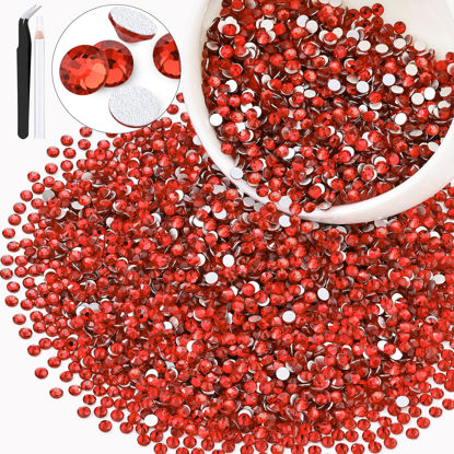 Picture of 5000PCS SS10/2.8mm Crystal Rhinestones (Light Red/Light Siam), Bedazzling Flatback Glass Rhinestones for Crafting DIY Nail Art Makeup Decoration, Gems Diomand Charms for Tumbler Shoes Clothing Mug