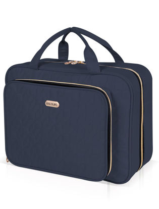 Picture of BALULHG Travel Toiletry Bag for Women Large Capacity with Hook - Portable Cosmetic Case,Hanging Makeup Bag for Full Sized Toiletries，Travel Essentials for Business Trips and Camping Blue