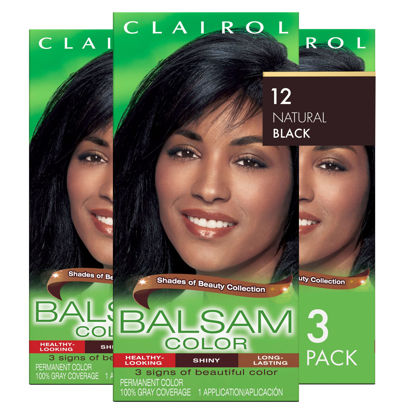 Picture of Clairol Balsam Permanent Hair Dye, 12 Natural Black Hair Color, Pack of 3