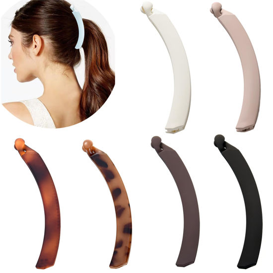Picture of 6 Pieces Large Banana Clips Hair Vintage Banana Hair Clips for Thick hair,Non-slip Ponytail Holder Clip for Women