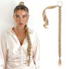 Picture of SEIKEA Long DIY Braided Ponytail Extension with Hair Tie Straight Wrap Around Hair Extensions Ponytail Natural Soft Hairpiece Blonde with Pale Gold Highlights 34 Inch (After Braided 30 Inch)