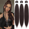 Picture of Braiding Hair Pre Stretched for Women Hair Extensions Box Braids Soft Synthetic Knotless Yaki Texture Hot Water Setting Braid Chocolate (24inch 3Packs)