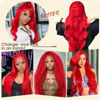 Picture of Ruaswey 30 Inch Red Wig Human Hair 13x4 Body Wave Red HD Lace Front Wigs Human Hair Pre Plucked Red Human Hair Lace Front Wigs 200 Density Red Human Hair Wig Red Color Frontal Wigs Human Hair