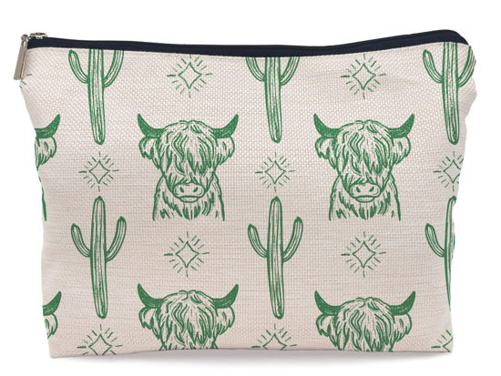 Picture of Lacosu Western green Makeup Bag,Western Gifts For Women,Cow Makeup Bag,Cowgirl Stuff,Western Stuff For Women,Western Gifts,Cowgirl Gifts(green)
