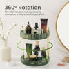 Picture of Rotating Makeup Organizer for Vanity, Perfume Skincare Lipstick Organizers for Bathroom Countertop, Clear Make up Storage for Dresser, Bathroom Cosmetics Organizer Storage 360 Spinning(2 Tier, Green)