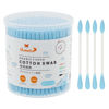 Picture of HOMEFOX Blue Cotton Swabs Precision Pointed - 200 Count Pointy Organic Cotton Buds Double Side Tightly Wrapped Cotton Tips Paper Stick Soft Gentle Lint-Free Cruelty-Free, Pointy & Round (Blue)