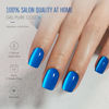 Picture of SHANGMENG Cat Eye Blue Press on Nails Square - Soft Gel Press on Nails Short for Women Gift, Fit Perfectly & Natural Stick on Nails with Glue in 16 Sizes - 32 Reusable Fake Nails, Klein Blue