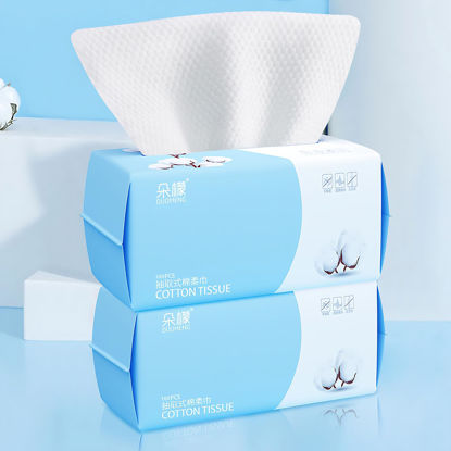 Picture of Cotton Facial Dry Wipes 100 Count, Deeply Cleansing Disposable Face Towel Wash Cloth, Multi-Purpose for Skin Care, Make-up Wipes, Face Wipes and Facial Cleansing (2 Pack)