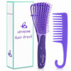 Picture of Detangling Hair Brush, Detangling brush for Adults and Kids, Comb Set for Kinky Curly Coily and Wavy Hair, For Wet and Dry Hair, Afro American Type 3a-4c, Comfortable Grip(Purple)