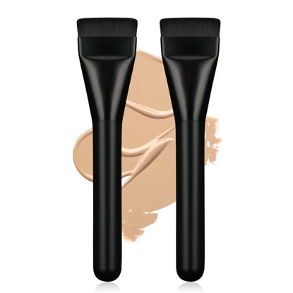 Picture of BEAUTYFACTOR 2Pcs Flat Foundation Brush,Face Mask Brush Makeup Spatula Facial Brush for Liquid Foundation Mask,Premium Face Korean Makeup Brush for Blending Cream (Black&Black)