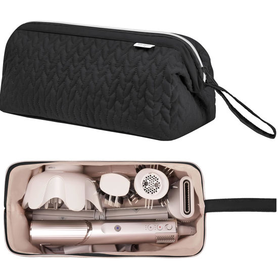 Picture of KarSyon Shark Flex Style Case for Dyson Airwrap Hair Dryer Brush Revlon Hair Tools Travel Bag Carrying Case Flat Curling Iron Organizer (Black)