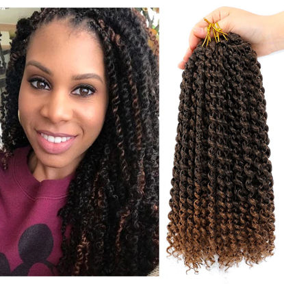 Picture of Dansama 7 Packs Passion Twist Hair Water Wave Braiding Hair for Butterfly Style Crochet Braids Bohemian Hair Extensions (14inch (Pack of 7), T1B/30)