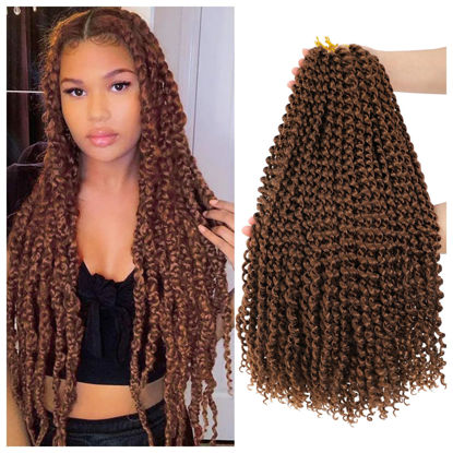 Picture of Dansama Passion Twist Hair 18 inch : Water Wave Crochet Hair Braiding Hair for Bohemian Crochet Braids Hair Extensions (18inch (Pack of 7), #30)